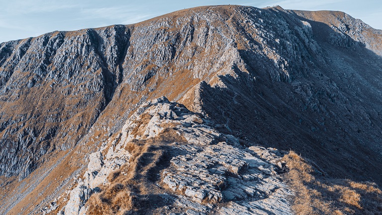 A view of Striding Edge, Helvellyn, in the Lake District National Park